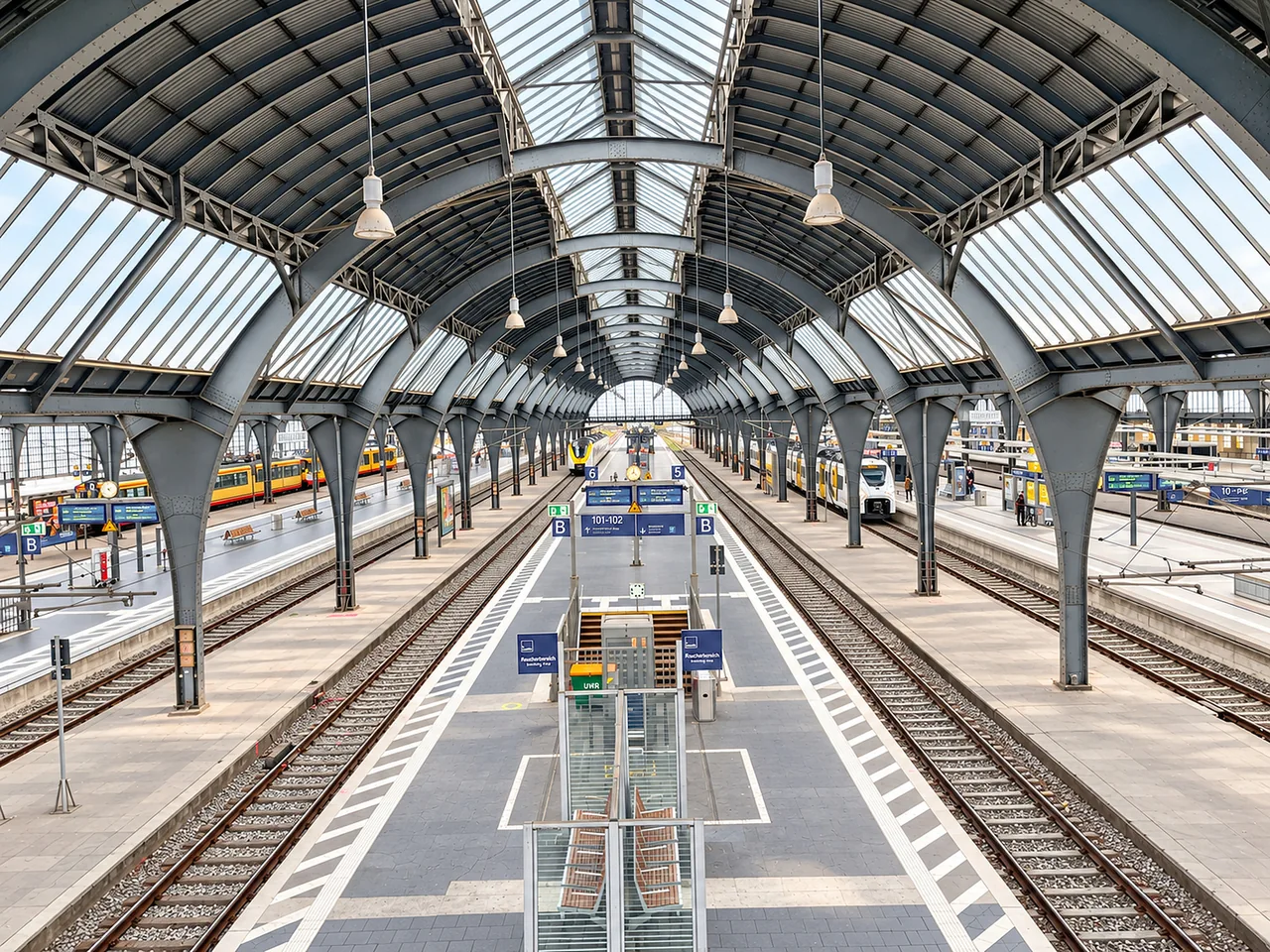 Gleishallendach Hauptbahnhof Karlsruhe – Fotografie