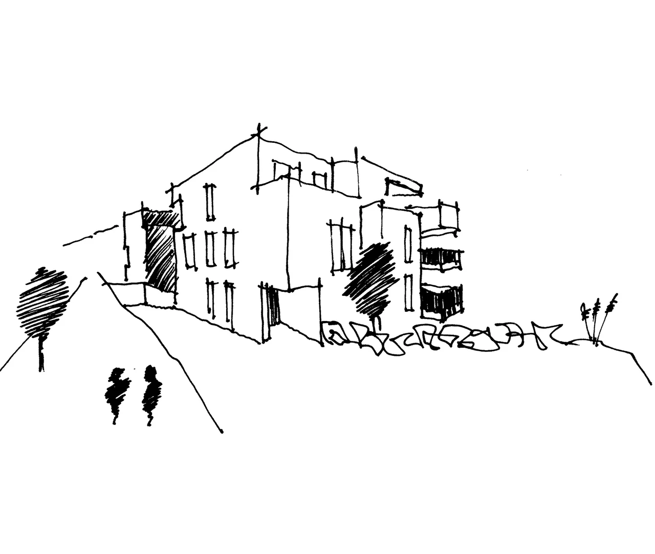 Paulinengarten · Bau 1, 2 und 4 · Entwurfsskizze